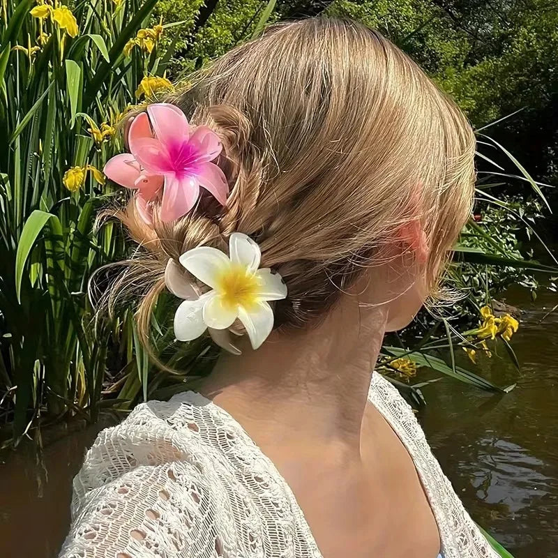 Boho Flower Hair Claw Clip for Women, Large Fabric Bloom Hair Clamp, Summer Beach Ponytail Updo Hair Accessories