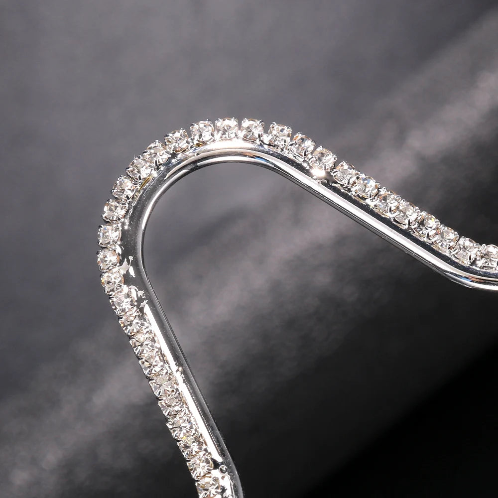 Stonefans 2024 Trendy Waved Eyeglasses Frame Sunglasses Face Accessories Charming Lady Dubai Rhinestone Mask Jewelry Party Gift