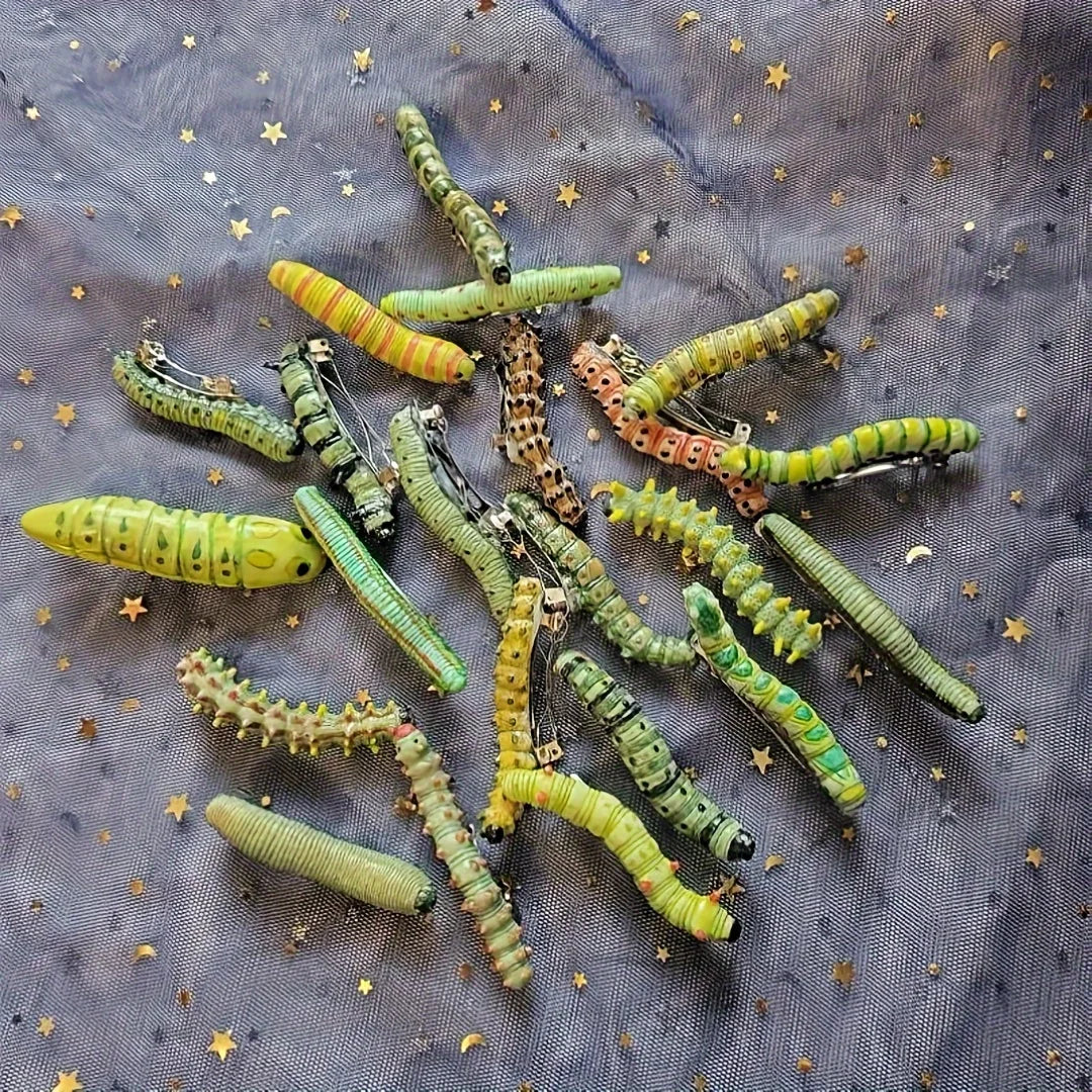 Spooky 6pcs Hair Clips for Caterpillar - Durable Plastic, No Batteries Required, Perfect for Halloween & Prank Parties